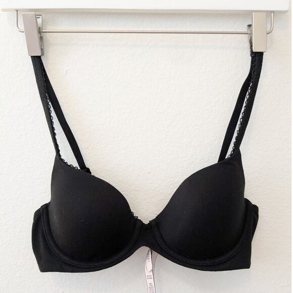 VICTORIAS SECRET Lined Demi Underwire Lined Bra Multiway Straps Black Sz 32C - Picture 1 of 4